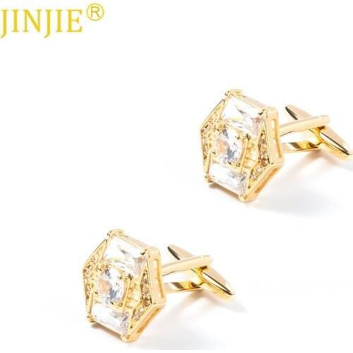 Yellow Square Crystal Cufflinks High-end Flagship Edition Mens Cuff Nails Business French Shirt Cufflinks Noble Jewelry for Men