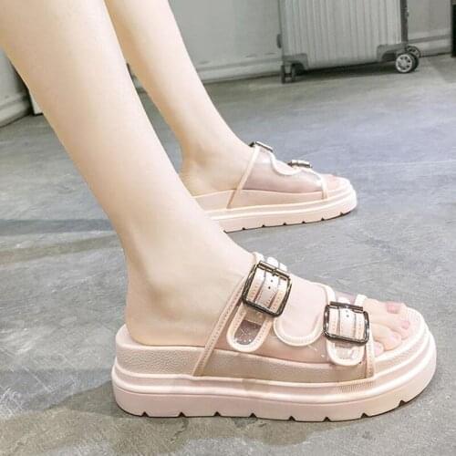 2021 Ankle Strap Buckle Platform Open Toe Block Heel Ladies Shoes Fashion Summer High Heels Thick Bottom Hollow Women Sandals