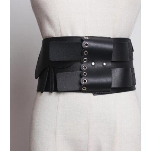 Womens runway fashion vintage pu leather Cummerbunds female Dress Corsets Waistband Belts decoration wide belt R1829