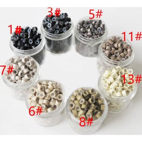 1000PCS 5.5x3.5x3.5mm Aluminium Micro Rings Silicone Links Beads Tube For Tip Human Hair Extension tools