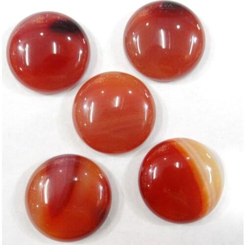 Wholesale 20pcs natural stone round 25mm cabochons no hole red agates beads for DIY Jewelry making clothes ring accessories