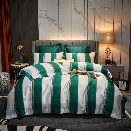 Patchwork Colorfull 4Pcs Bed Linen Stripes Bed Set Royal Luxury Bed Duvet Cover Pillowcase