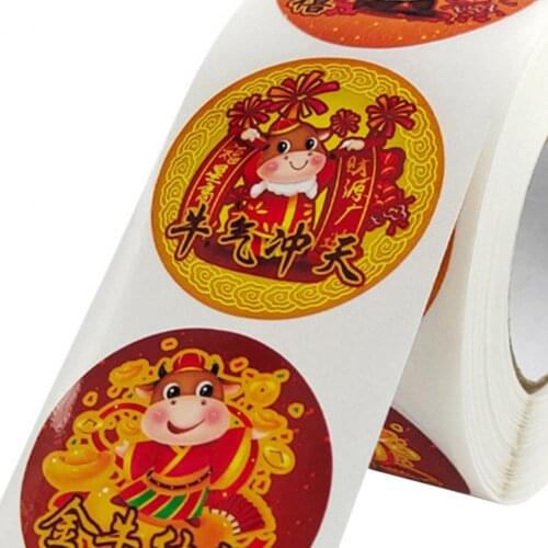 500Pcs/Roll 2021 New Year Cow Wall Stickers Glass Window Glass Decals DIY Decor Home Decoration Sticker