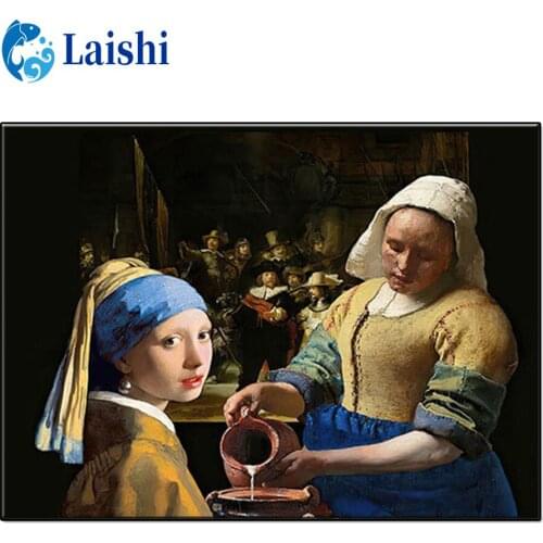 5D DIY Diamond Painting "Girl with Pearl Earrings" Full Square/Round Drill Diamond Embroidery Cross Stitch Rhinestone Home Decor