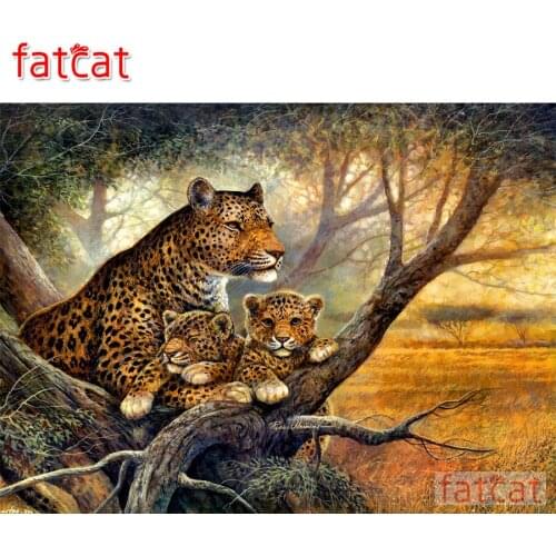 FATCAT 5d diy diamond painting Animal leopard full square round drill diamond embroidery rhinestone sale decoration AE2226