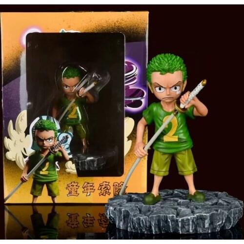 Anime One Piece Roronoa Zoro PVC Action Figure Toy Cute Childhood Zoro Doll Collection Toy Gift for Boys 16cm