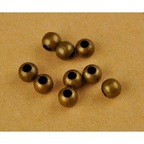 Antique Bronze Metal Round Beads Smooth Ball Loose Spacer Beads For Jewelry Making DIY Bracelet Charms Jewelry Accessories