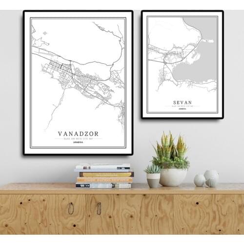 Armenia Black and White City Map Poster Nordic Living Room Yerevan Armavir Wall Art Home Decor Canvas Painting Creative gift