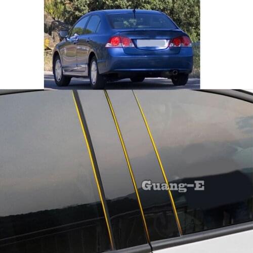 Car PC Material Pillar Post Cover Door Trim Window Piano Black Molding Sticker Plate Parts For Honda Accord 7th 2003 2004-2007