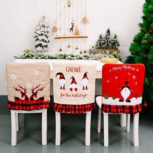 Christmas Chair Covers, Set Of 4 Santa Claus Hat Christmas Chair Back Covers For Home Kitchen Decoration