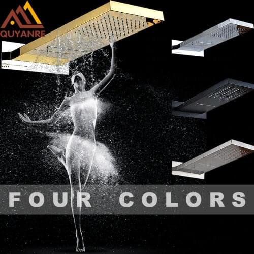 Four Colors Available Wall Mounted Bar Shape Rainfall And Waterfall Shower Head Two Out-water Ways For Bathroom Bath