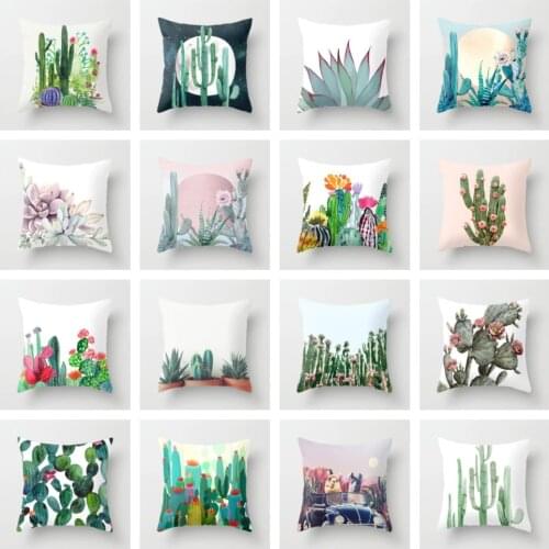 ZENGIA Cactus Succulent cushion cover 45x45cm Polyester Decorative Pillows Case For Sofa Throw Pillow Covers Decorative For Home