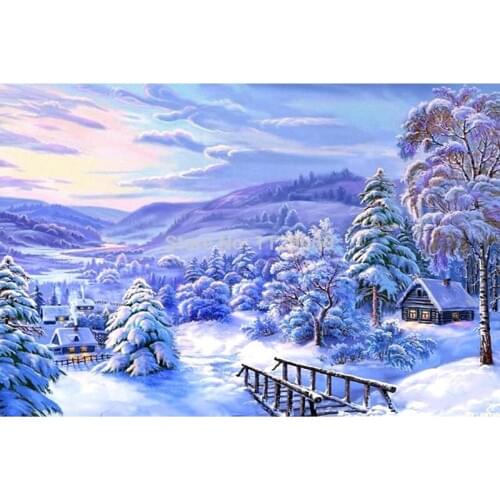 Diy Diamond Painting Kits 5D Round Diamond Embroidery Rhinestone Lovely Snow Full Rhinestone Scenery Adornment Picture Decor