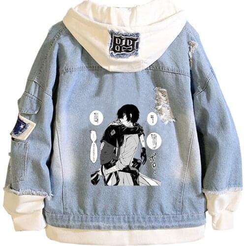 Bungo Stray Dogs Denim Jackets Plus Size Sweatshirt Jeans Hoodies Harajuku Streetwear Anime Boys Windbreaker Couple Coats