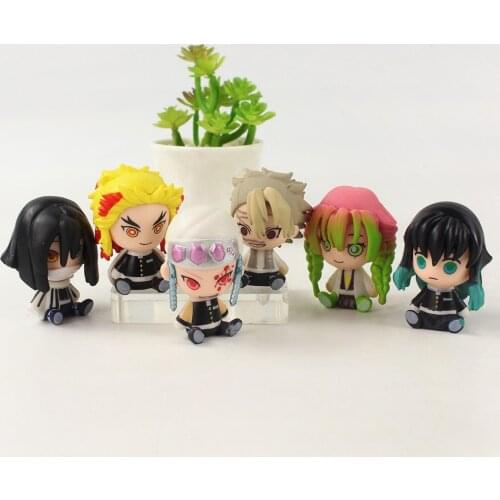 5cm 6pcs/set Demon Slayer Kimetsu no Yaiba Q Version Kanroji Mitsuri Kyoujurou Tengen Rengoku PVC Action Figure Model Toys Dolls