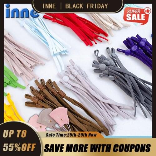 INNE 10/30/50 Pcs Adjustable Mask Sewing Elastic Band Cord With Buckle Stretchy Earloop Lanyard Earmuff Rope DIY Making Supplies