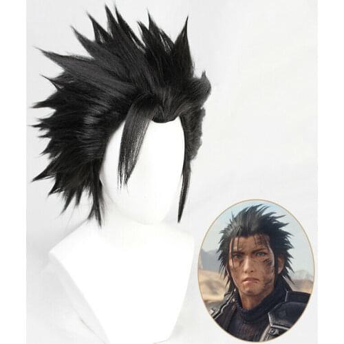FF7 Final Fantasy VII Zack Fai Cosplay Wigs 20cm Short Straight Bangs Hair Cosplay
