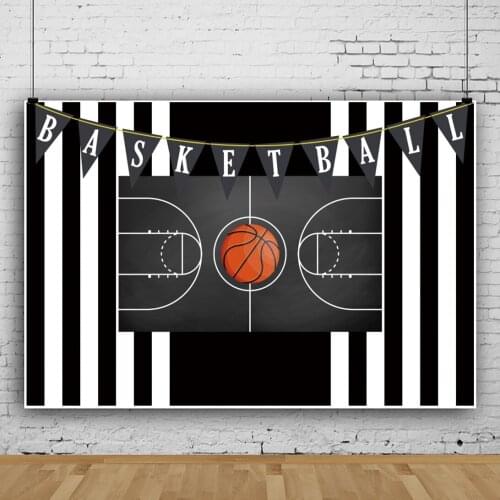 Painted Black and White Basketball Studio Photography Background Cloth Birthday Party Decors Photo Digital Backdrop Photocall