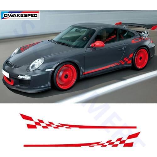 Racing Flag Graphics Sticker Car Door Side Skirt Vinyl Decals For Porsche 911 997 Exterior Accessories Sport Stripes Sticker