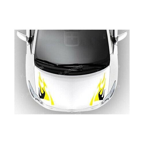 Car Front Hood Body Graphic Vinyl Sticker Decal Blade Blaze Flame Eyebrow Gold 44cm(17")X13cm(5")Approx