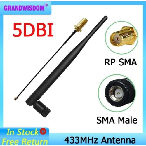 433MHz Antenna 5dbi SMA Male Connector folding 433 mhz antena waterproof directional antenne+21cm RP-SMA/u.FL Pigtail Cable