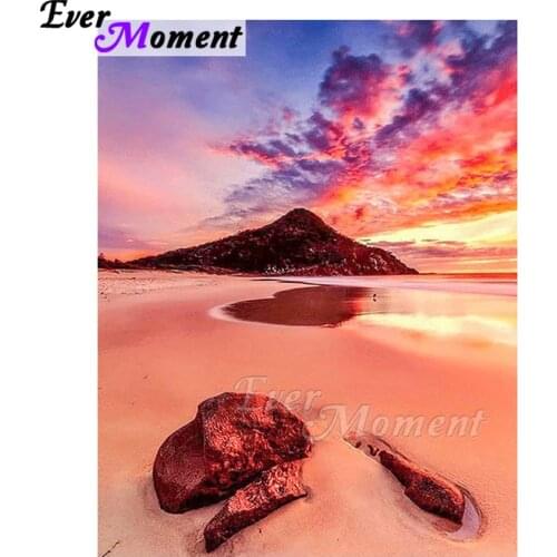 Ever Moment Diamond Painting Handmade Beach Sunset Glow Artwork Hobby Picture Of Rhinestone 5D DIY Diamond Embroidery ASF1086