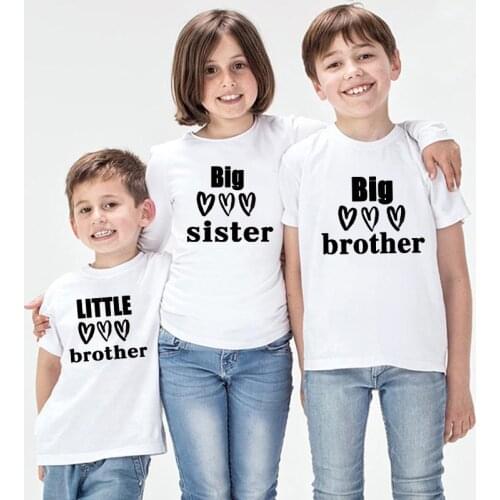 Sibling Matching Outfits Big Brother Little Brother Set Big Sister Little Sister Clothes Tshirts for Children Boys Girls Summer