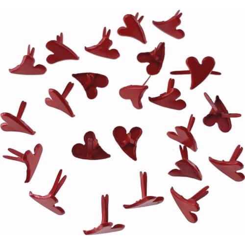 100Pcs Red White Heart Brad Iron Round Metal Mini Brads For Craft Scrapbooking Card Making DIY Rivets Embellishment