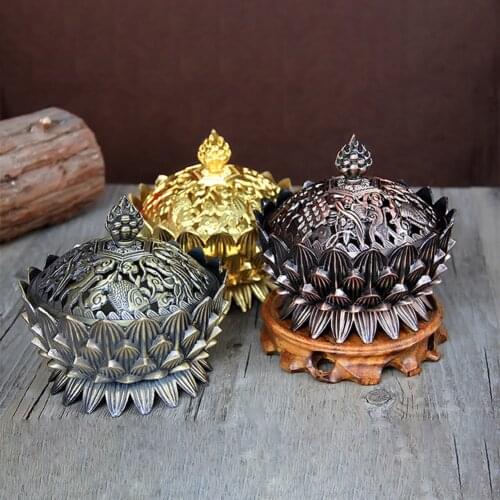 Retro Lotus Incense Burners Dragon Incense Holder Incense Burner Mini Sandalwood Censer Home Office Decor Decoration Craft
