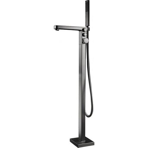 Metal Black Square Brass Finish Freestanding Bathtub Faucet Mixer