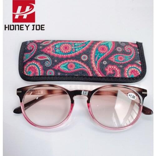 Mens Womens Pocket Reading Glasses Spring Hinge Presbyopic Eyeglasses Resin Printed Trendy 1.0-4.0 Fashion With Pouch