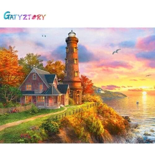 Gatyztory Painting By Numbers Landscape Coloring By Numbers For Adults Acrylic Paints Set Decorative Frames Home Decor