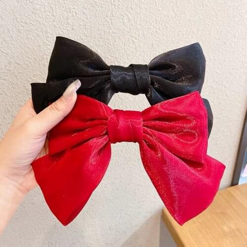 2021 New Fashion Big Barrette Bows Hairpin Women Girls Headband Korean Silk Material Hair Clip Sweet Headwear Hair Accessories