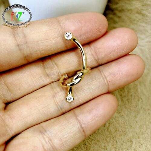 F.J4Z 2021 New Trend Womens Earrings 1PC Gold Alloy Twisted Non-piercing Statement Cuff Earring Fashionable Lady Ear Cuffs