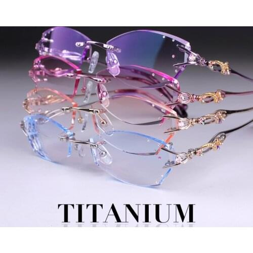 Titanium Prescription Glasses Women Rimless Eyeglasses Customized Myopia Hyperopia Eyewear Progressive Ti Optical Glasses
