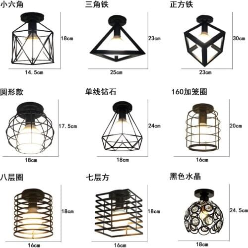 Industrial Vintage Wrought Iron Ceiling Light Retro E27 110V 220V For Corridor Aisle Porch Fitting Room Lamp