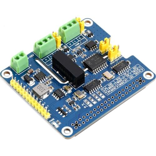 Raspberry Pi 2 Channel Isolated CAN FD Bus Expansion Board,Isolated, SPI interface,Multiple protection circuits onboard
