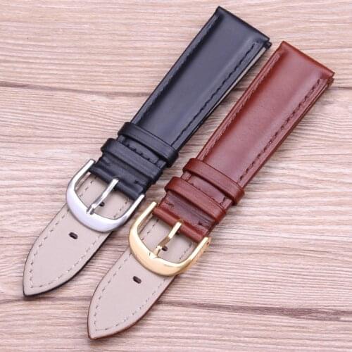 Smooth Genuine Leather Watchbands 18 19 20 21 22 24mm Black Brown Womens Bracelet Watch Band Strap With Stainless Steel Buckle