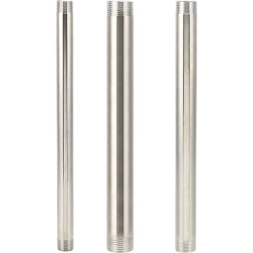 Threaded Pipe Stainless Steel Threaded Pipe Nipple Connector Fittings for Plumbing Hardware Gas 30cm Home Use Pipe Fitting