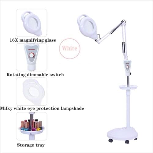LED Magnifier Floor Lamp Magnifier Pro 16X Diopter Glass Cool Bright Lens Cold Light Magnifier for Beauty Manicure Tattoo 220V