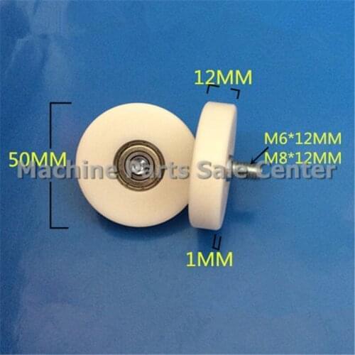 SWMAKER M6M8*50*12mm withscrew F type plastic nylon package pulley with bearing 608 POM for 3D printer flat Flat roller wheel