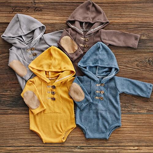 Jane Z Ann Baby boy hoodie bodysuit twins boy clothes newborn photo props 4 colors studio shooting accessories