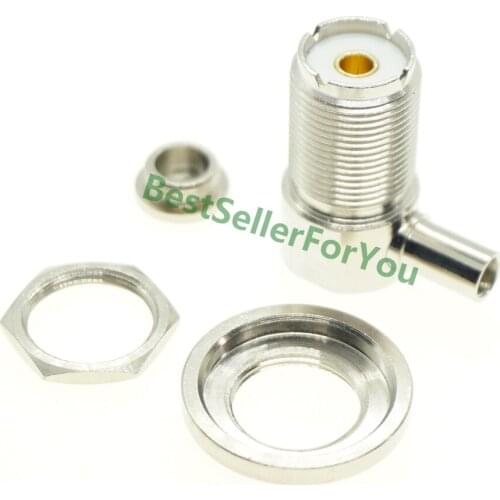 UHF Female SO239 SO-239 Jack Right Angle Solder Connector 90 Degree LMR195 RG58 RG400 RG142 Cable