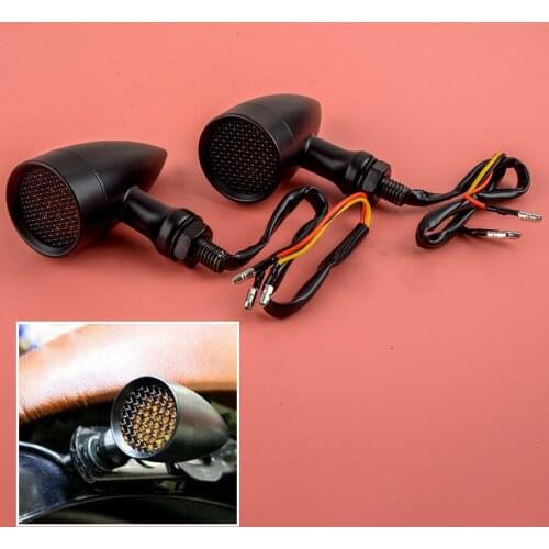Universal 2Pcs/Set Motorcycle 12V Black Bullet LED Turn Signal Amber Light Indicator Brake Lamp