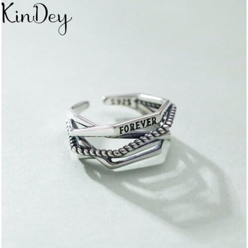 Personality Gothic Vintage Letter Rings For Women Bridal Wedding Engagement Punk Resizable Antique Rings Rock Jewelry