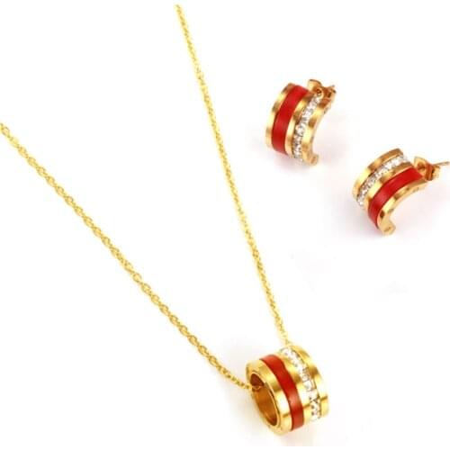 OUFEI Pendant Necklace Set Stainless Steel Jewelry For Women Geometric Earrings Set Fashion Jewelry Sets Summer Accessories