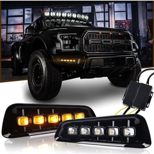 1 Set LED Fog Lamp with Switchback LED Turn Signals Daytime Running Light Compatible for -Ford F150 Raptor 2017-2020 Gen 2