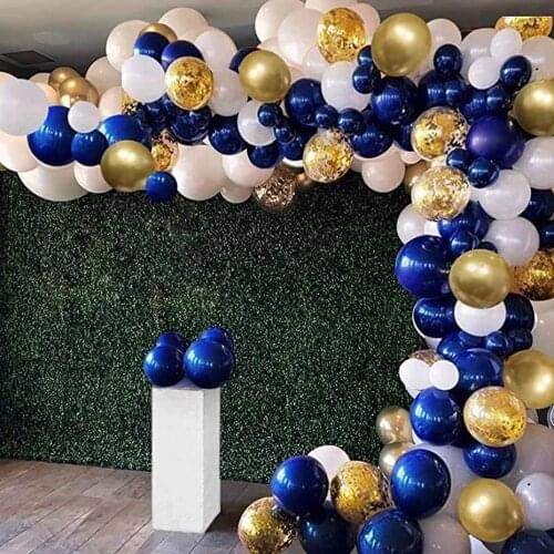 104pcs Navy Blue Balloons Arch Kit Silver and Gold Confetti Balloons for Baby Shower Birthday Party Decorations Wedding Globos