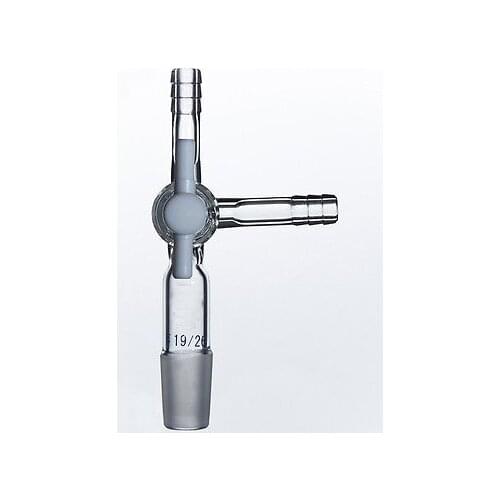 19/26 Joint Laboratory Vacuum Adapter with 8mm hose connections PTFE stopcock glass instrument