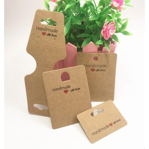 200Pcs/Lot Handmade With Love Jewelry Packaging Kraft Card Necklace&Earring Hang Display Paper Card,Custom MOQ : 1000 Pcs